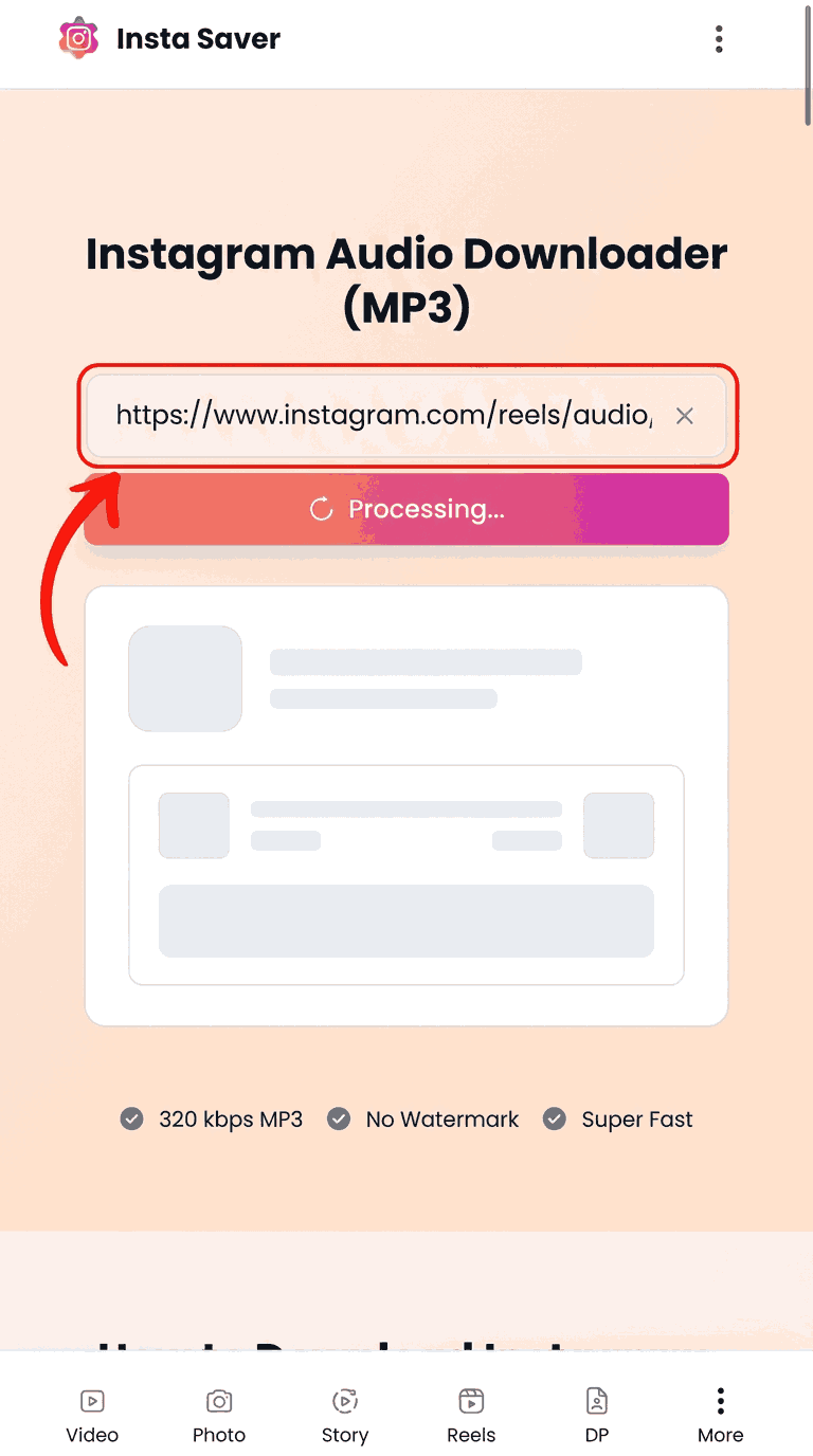 Paste the link into InstaSave